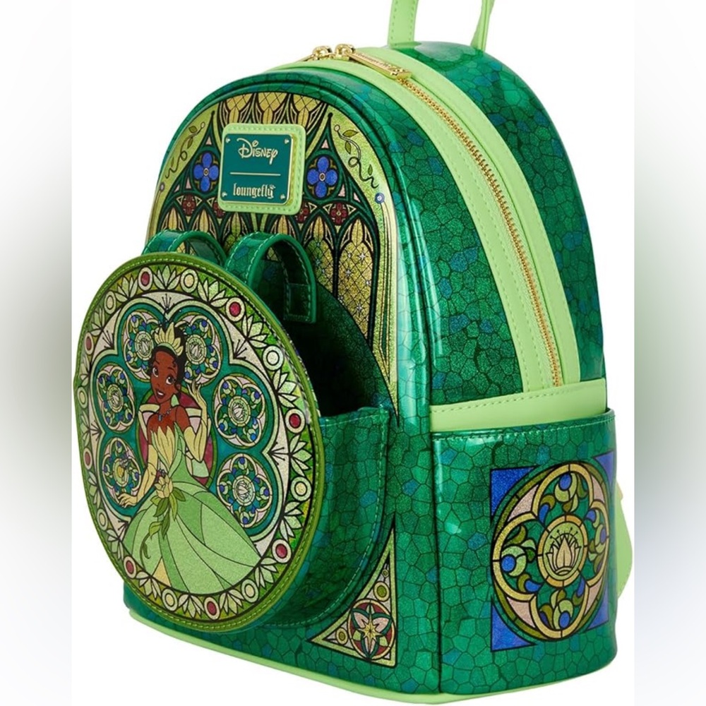 Loungefly Disney Princess Tiana  Stained Glads mini Backpack Hard Tag New!